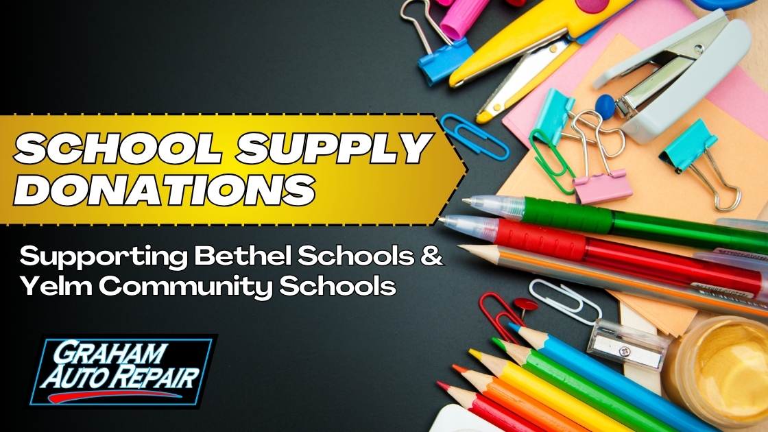 School Supply Donations at Graham Auto Repair for Yelm Community Schools and Bethel School District