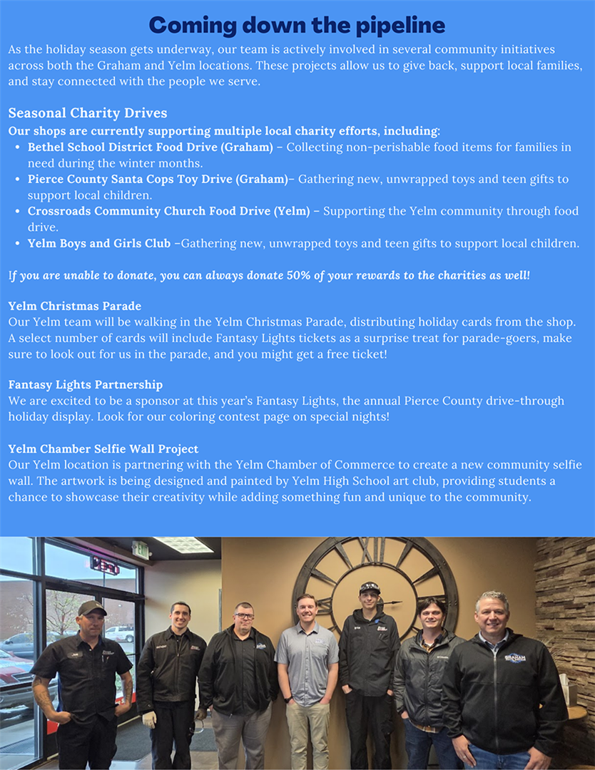 Graham Auto Repair Fall 2025 Newsletter: Coming Down the Pipeline