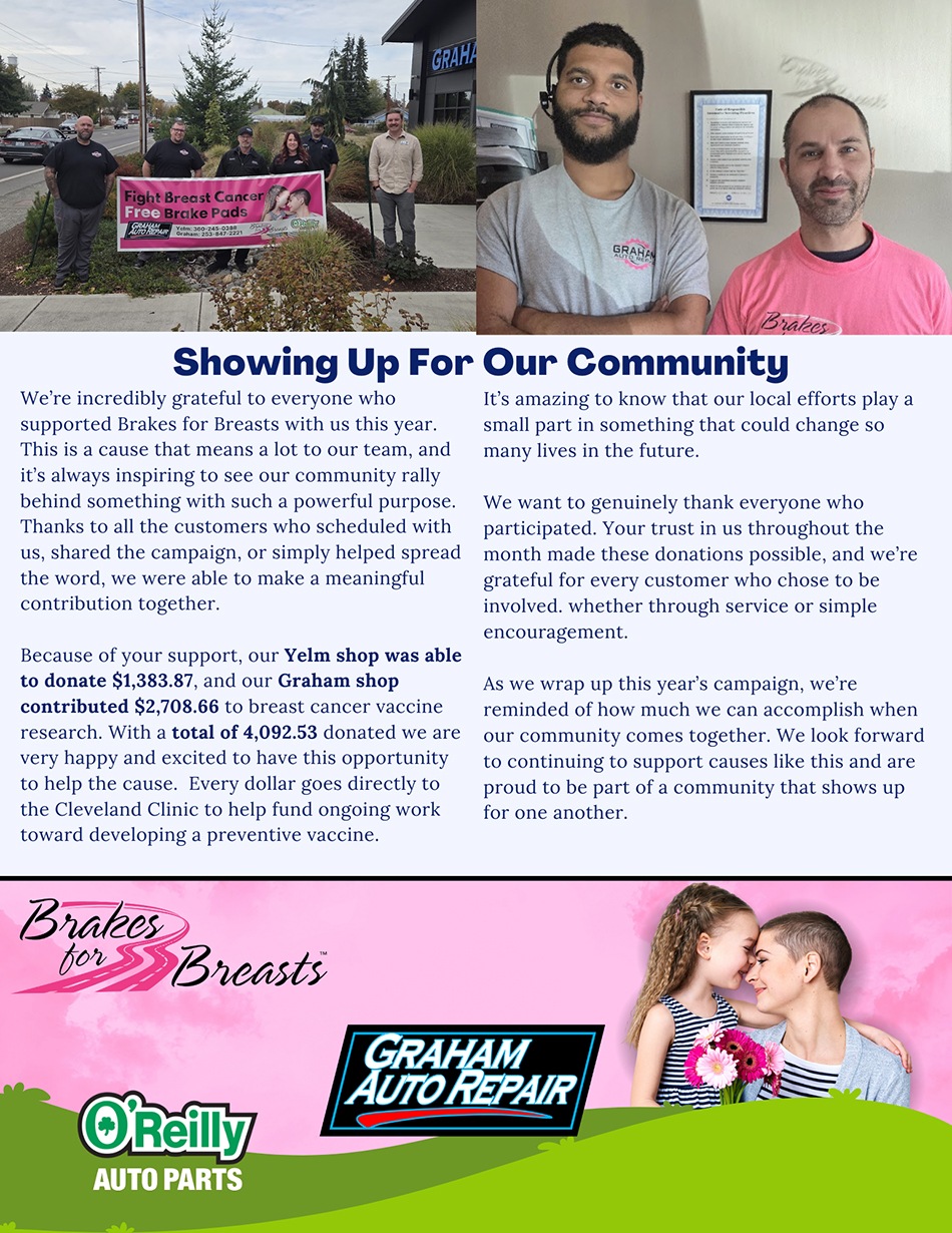 Graham Auto Repair Fall 2025 Newsletter: Showing Up For Our Community