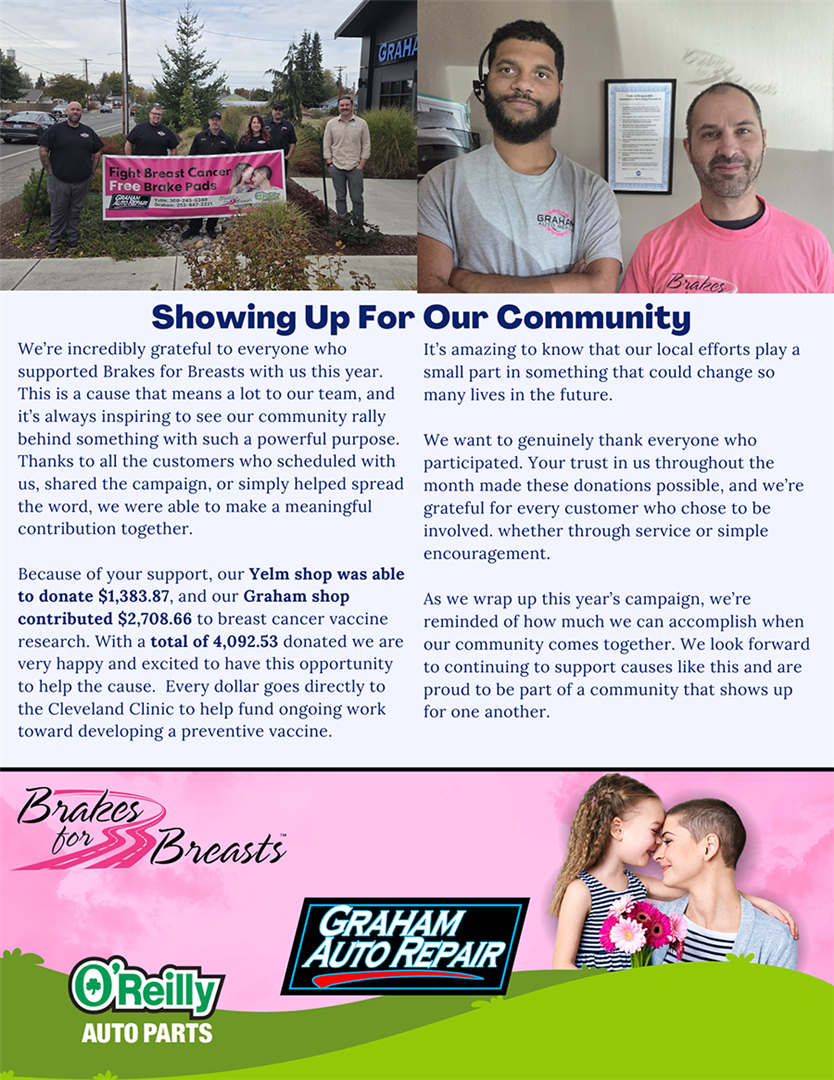 Graham Auto Repair Fall 2025 Newsletter: Showing Up For Our Community
