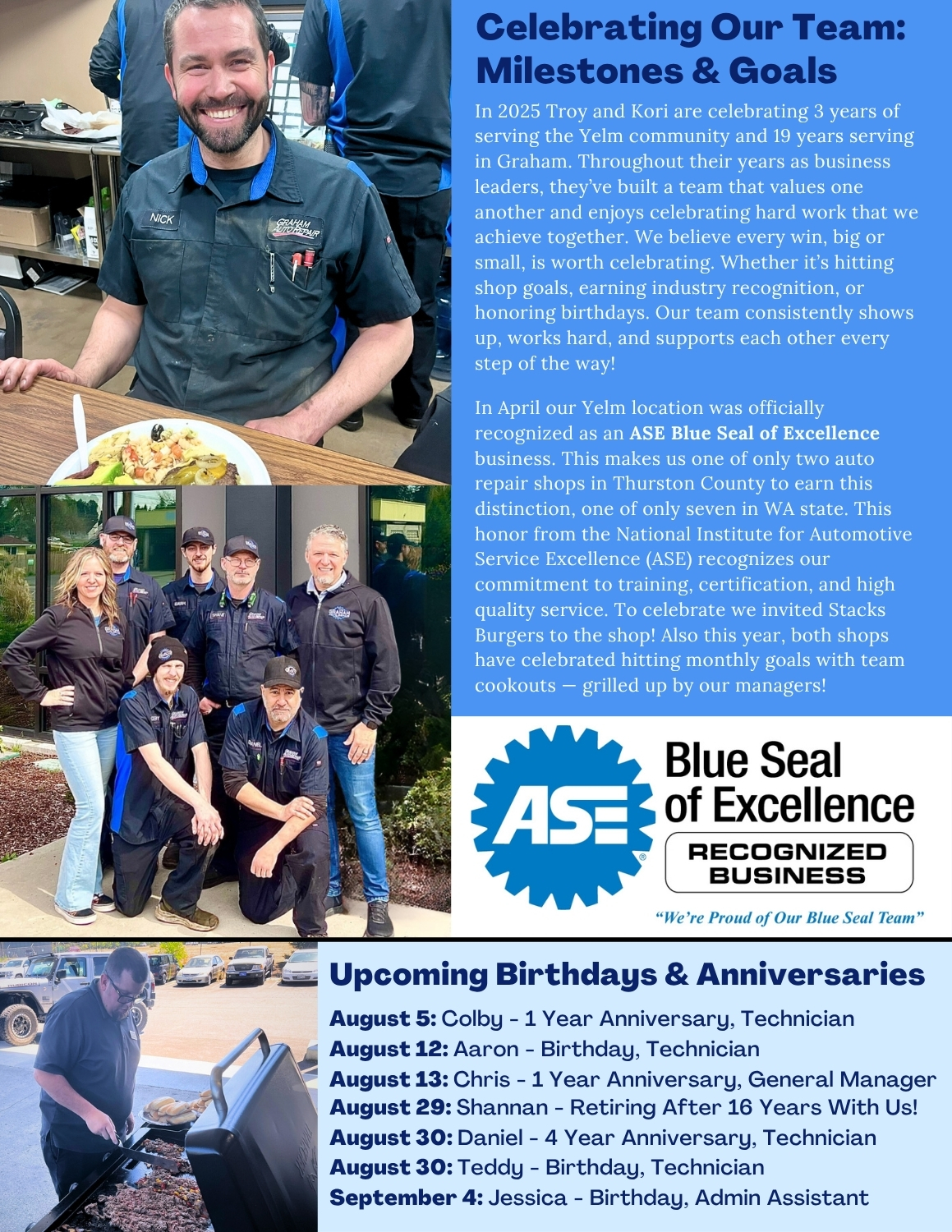 Graham Auto Repair Summer 2025 Newsletter: Celebrating Our Team