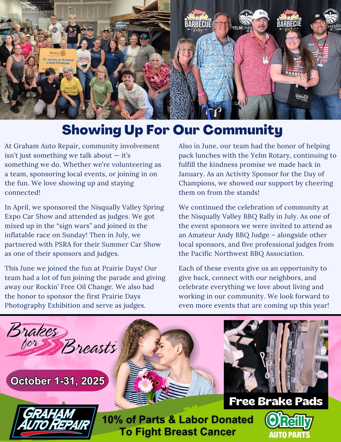 Graham Auto Repair Summer 2025 Newsletter: Showing Up For Our Community