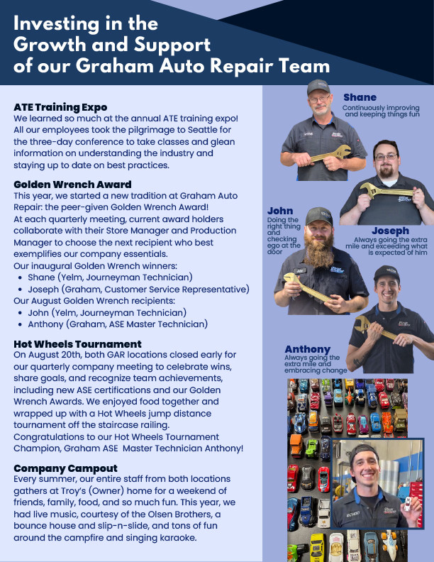 Graham Auto Repair Fall 2026 Newsletter: Community Rocks